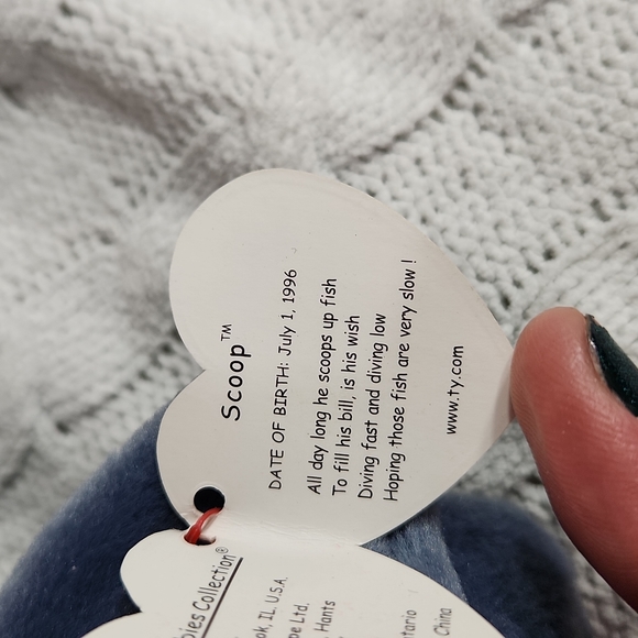 🕸Vintage Ty Beanie Baby Original Scoop The Pelican P.V.C. Pellets 1996 - Picture 11 of 12